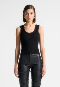 Alya - Eiffel Knitted Tank Top - Black