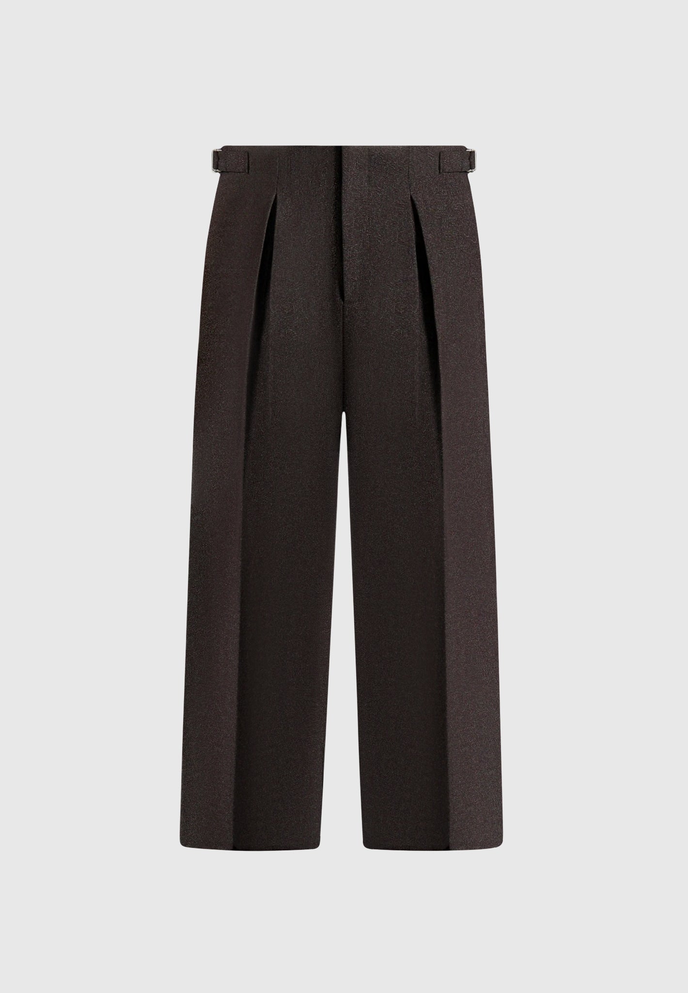 Lior - Box Pleat Hatched Wide Leg Pants - Dark Brown