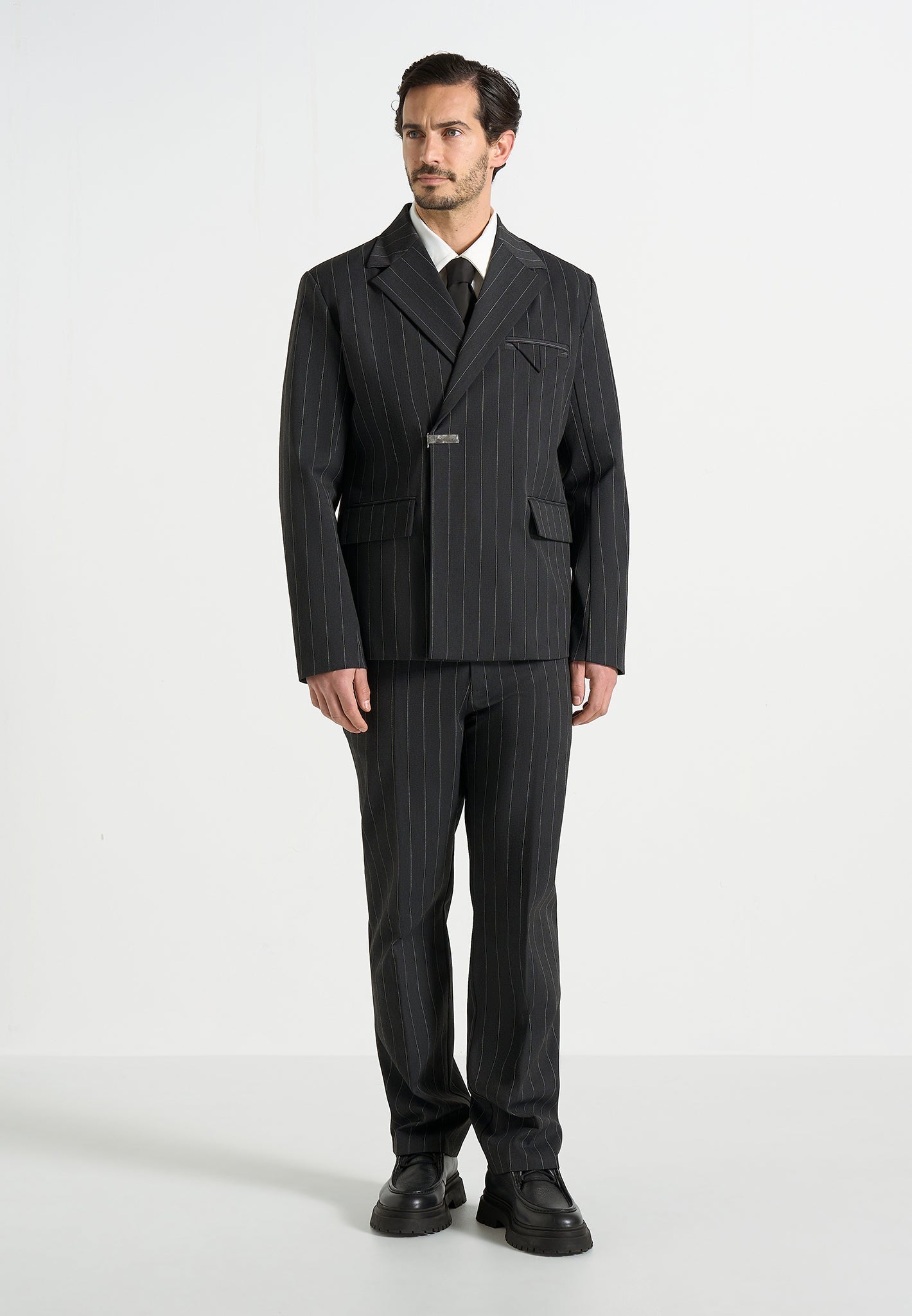 Joseph - Regular Fit Pinstripe Tailored Pants - Grey