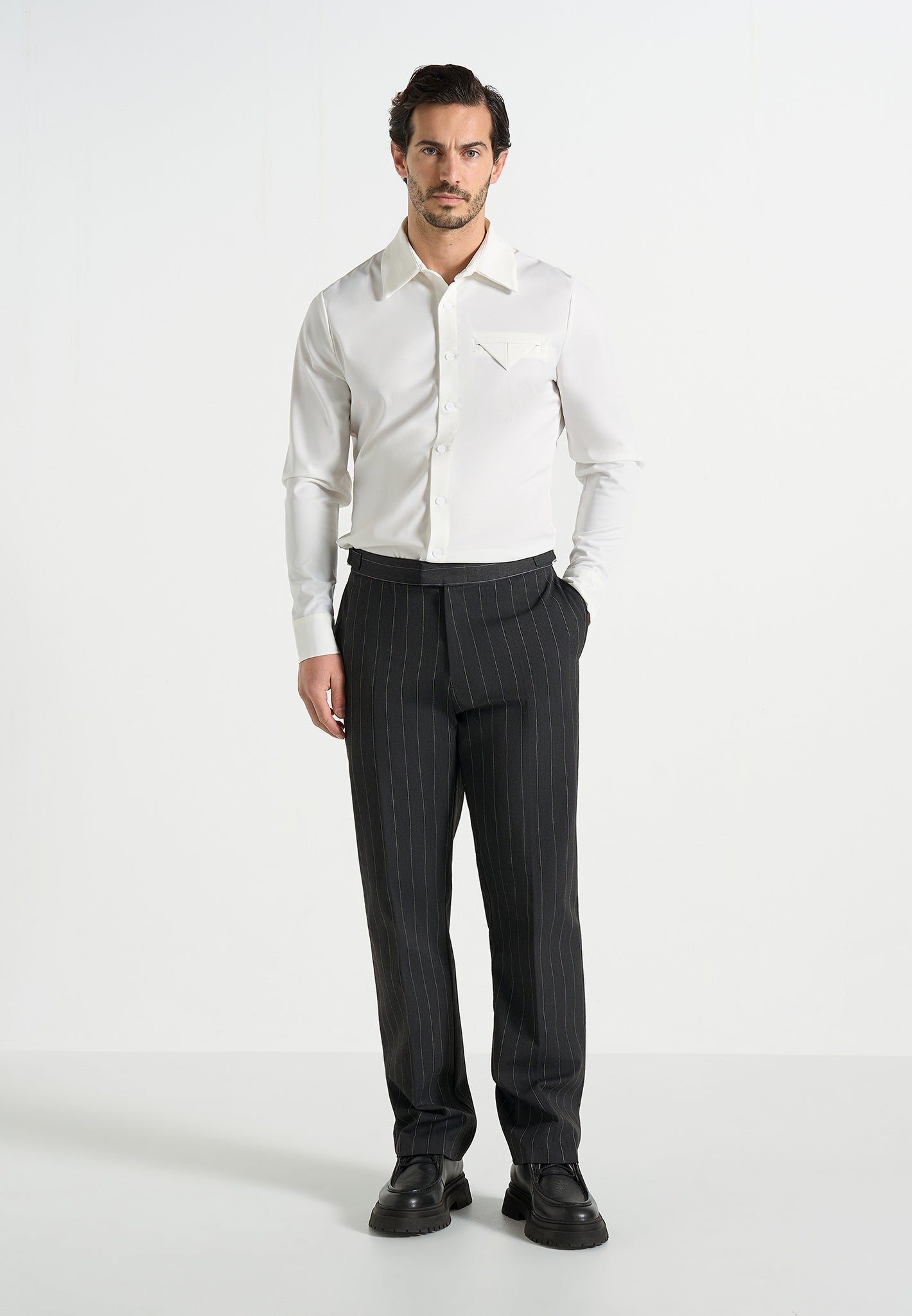 Joseph - Regular Fit Pinstripe Tailored Pants - Grey