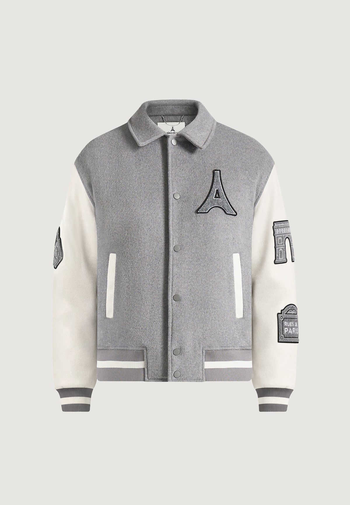 Mona Lisa - Wool-Blend Varsity Jacket - Grey