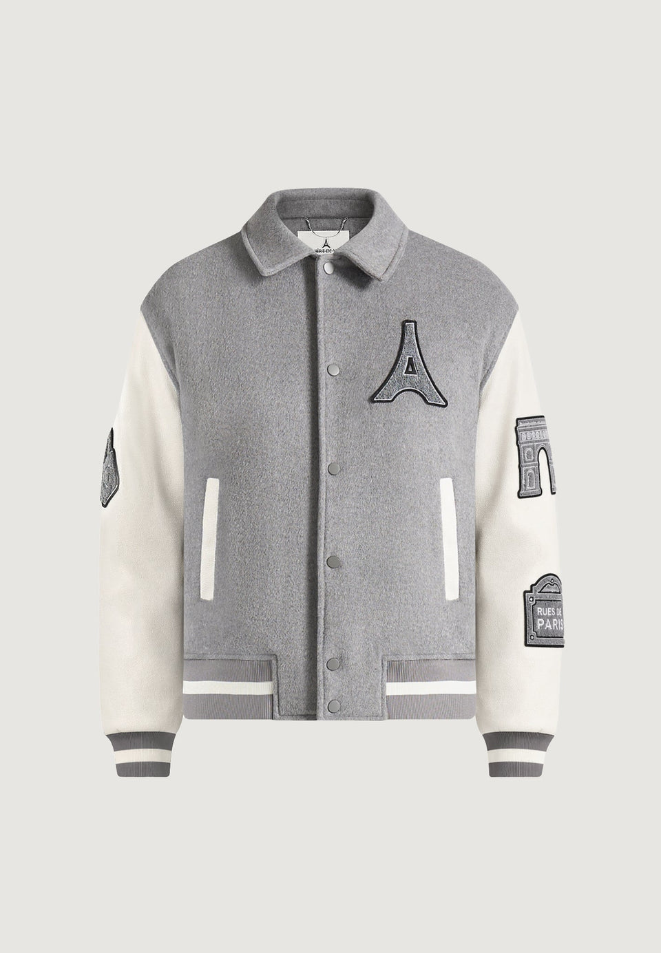 Mona Lisa - Wool-Blend Varsity Jacket - Grey