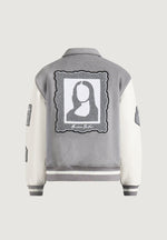 Mona Lisa - Wool-Blend Varsity Jacket - Grey