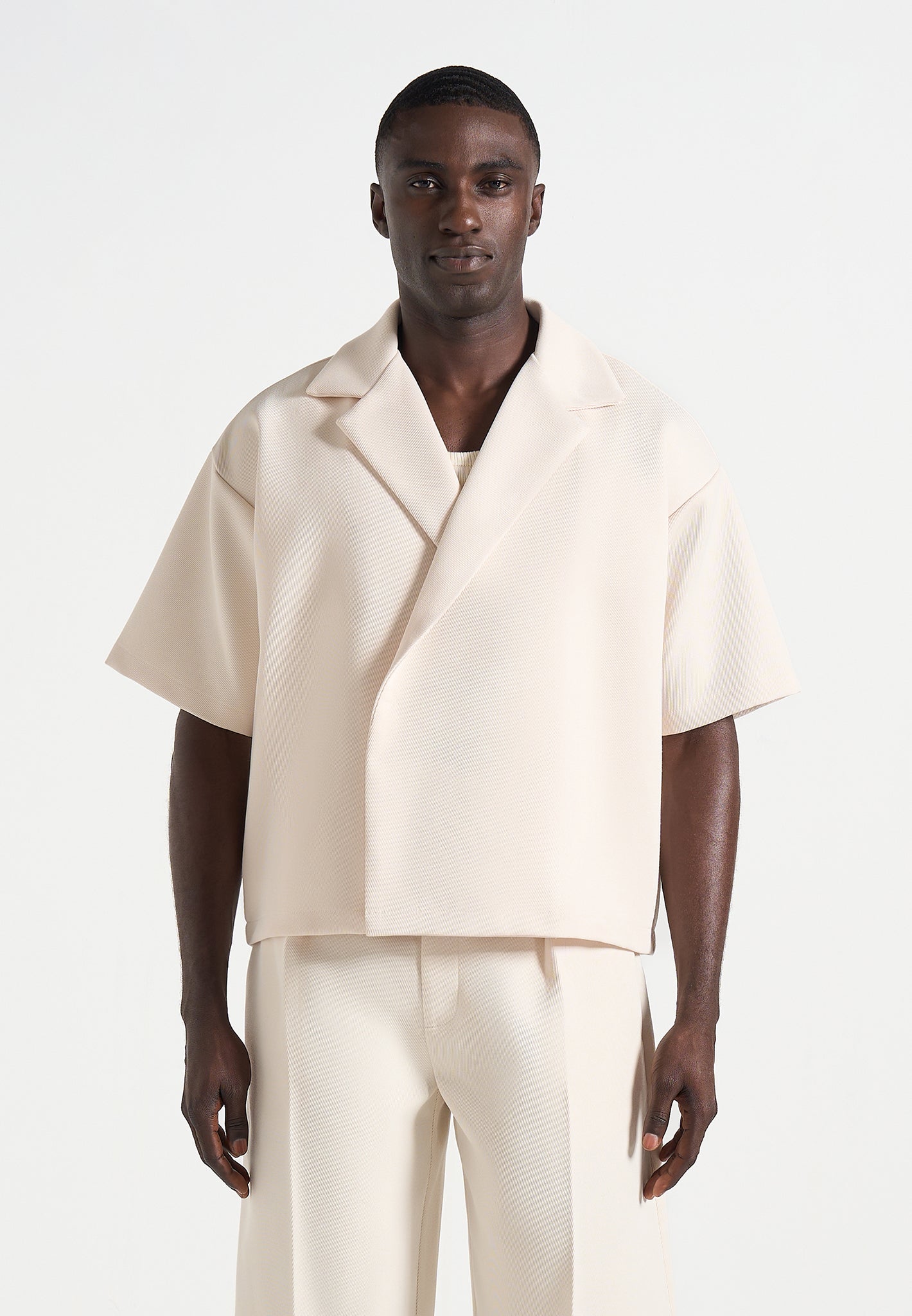 Abel - Boxy Twill Double Breasted Shirt - Cream 