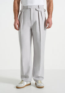 Pierre - Twin Pleat Tailored Pants - Light Grey