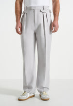 Pierre - Twin Pleat Tailored Pants - Light Grey