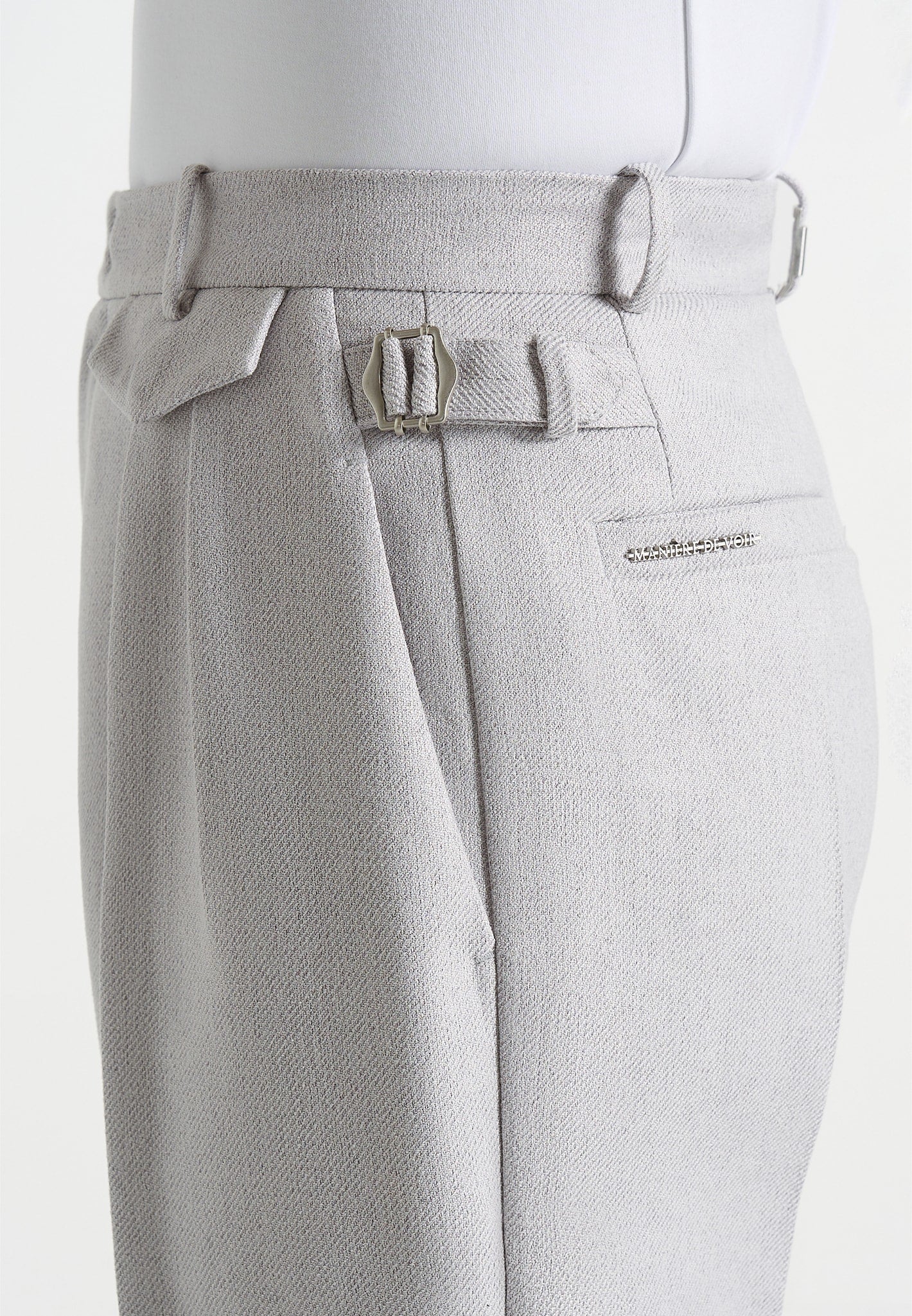 Pierre - Twin Pleat Tailored Pants - Light Grey