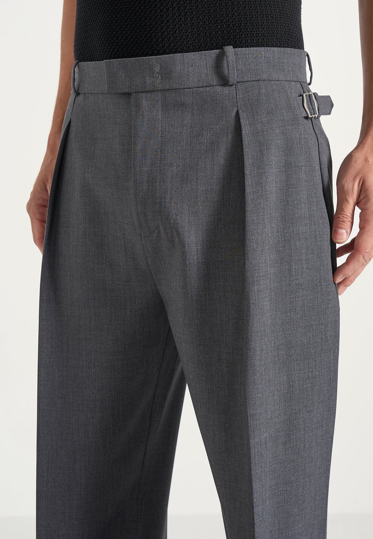 Dorian - Pleated Tailored Wool-Blend Pants - Grey