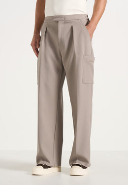 Luca - Relaxed Fit Pleated Pocket Pants - Mushroom