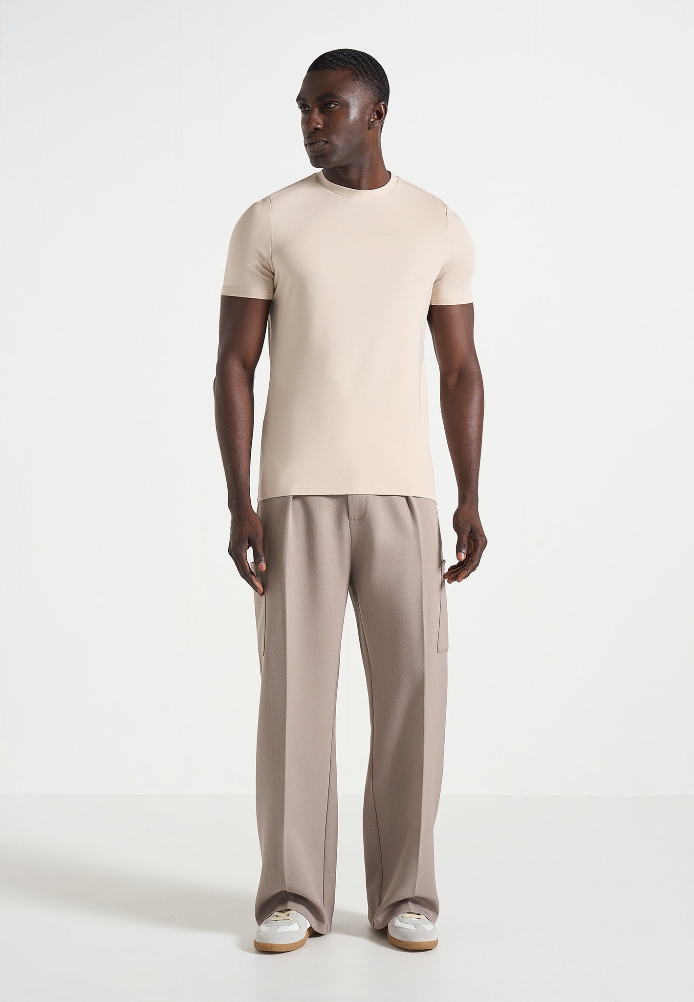 Luca - Relaxed Fit Pleated Pocket Pants - Mushroom