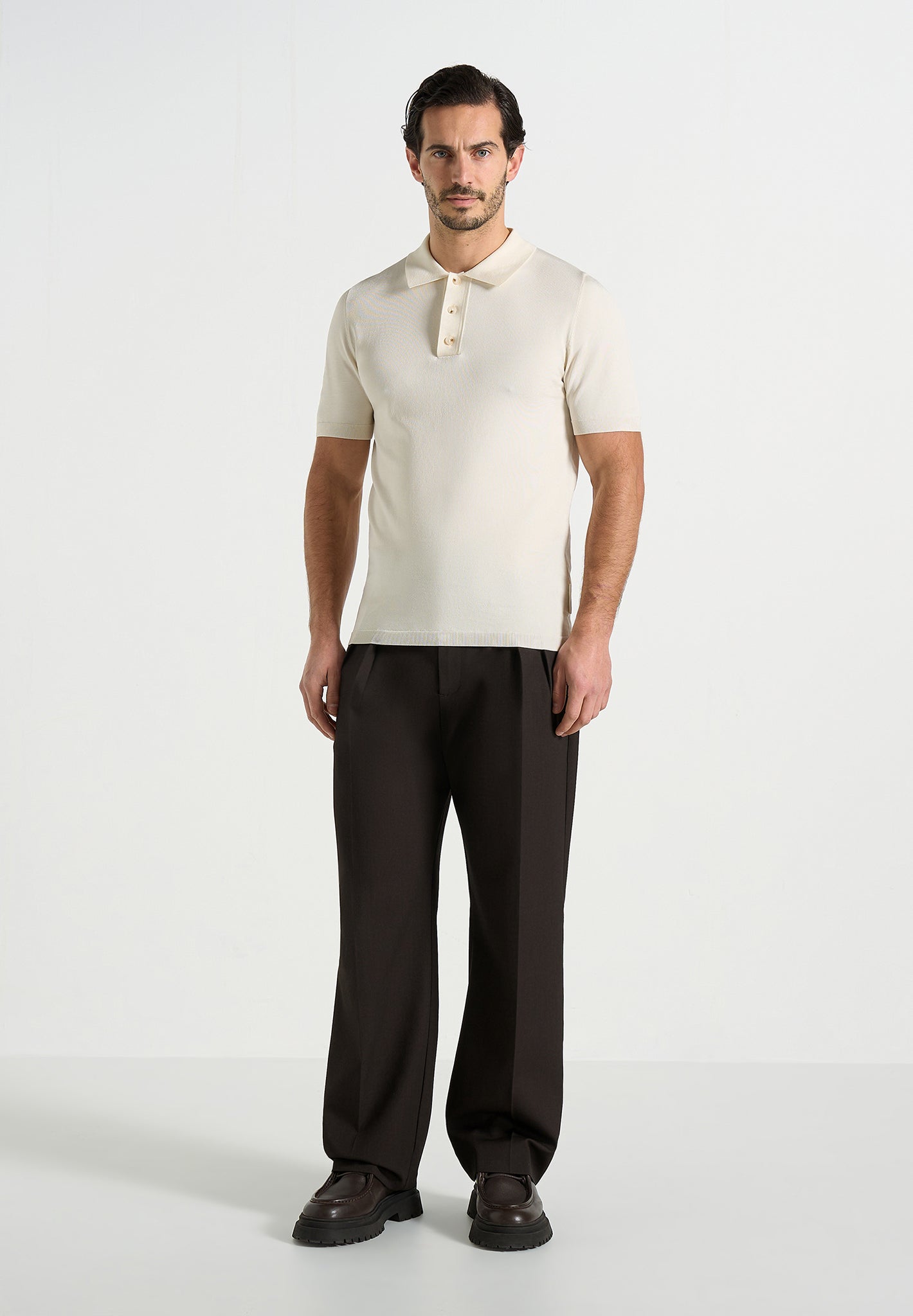 Pierre - Twin Pleat Tailored Pants - Dark Brown 
