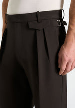 Pierre - Twin Pleat Tailored Pants - Dark Brown