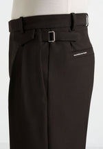 Pierre - Twin Pleat Tailored Pants - Dark Brown