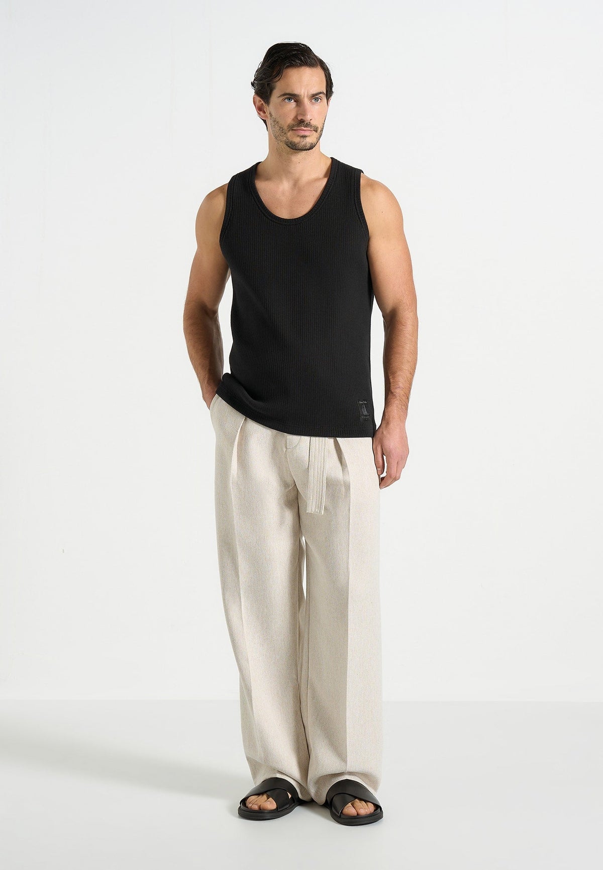 VS001 - Ribbed Cotton Tank Top - Black