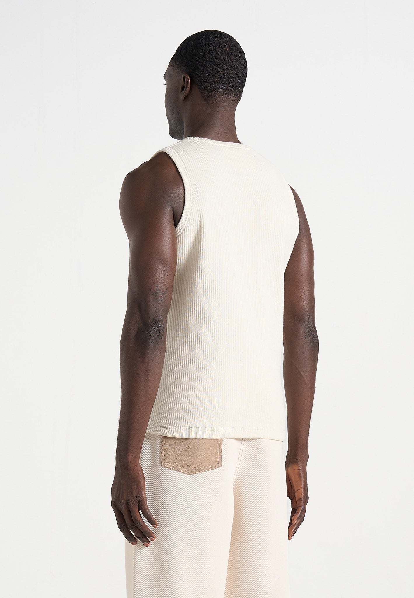 VS001 - Ribbed Cotton Tank Top - Cream