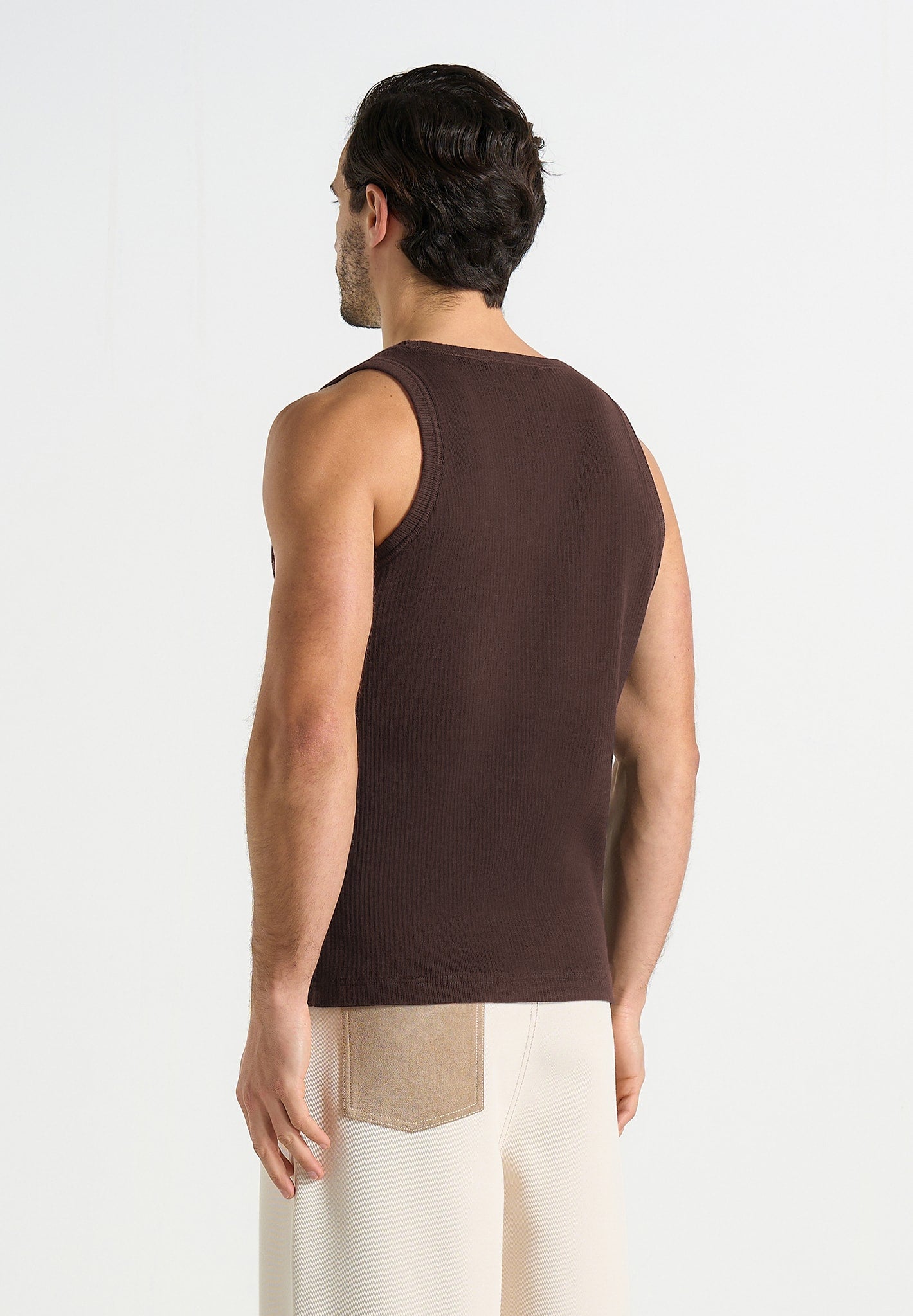 VS001 - Ribbed Cotton Tank Top - Dark Brown
