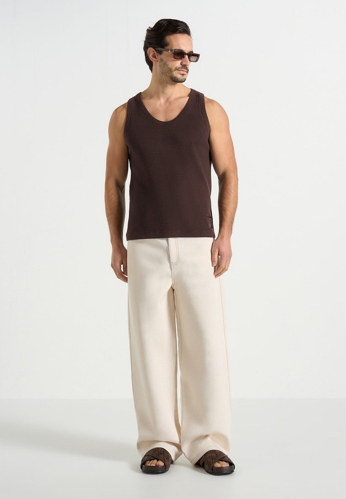 VS001 - Ribbed Cotton Tank Top - Dark Brown