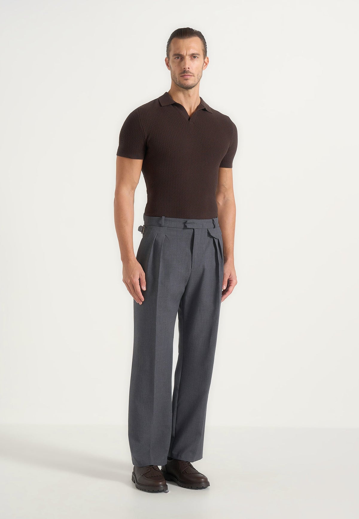 Pierre - Twin Pleat Tailored Wool-Blend Pants - Grey