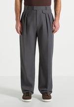 Pierre - Twin Pleat Tailored Pants - Grey