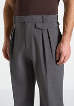 Pierre - Twin Pleat Tailored Pants - Grey