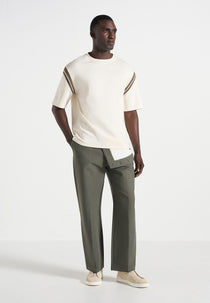 Georges - Varsity Cotton T-Shirt - Cream/Olive