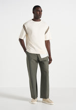 Georges - Varsity Cotton T-Shirt - Cream/Olive