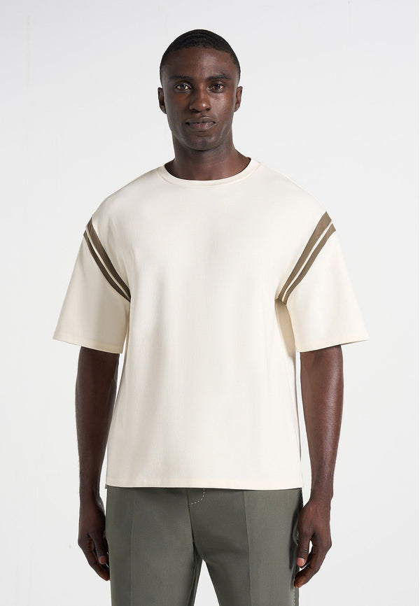 Georges - Varsity Cotton T-Shirt - Cream/Olive