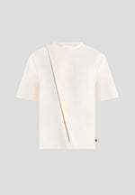 Hugo - Relaxed Fit Cotton T-Shirt With Pleat - Cream