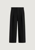 Lior - Box Pleat Wide Leg Wool-Blend Pants - Black