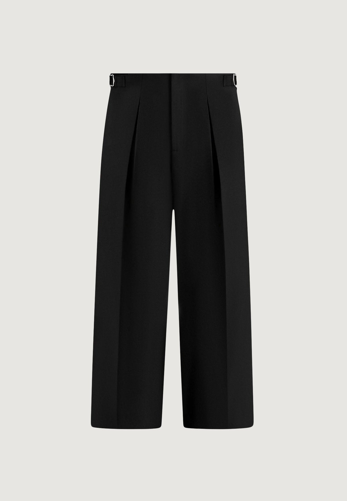 Lior - Box Pleat Wide Leg Wool-Blend Pants - Black