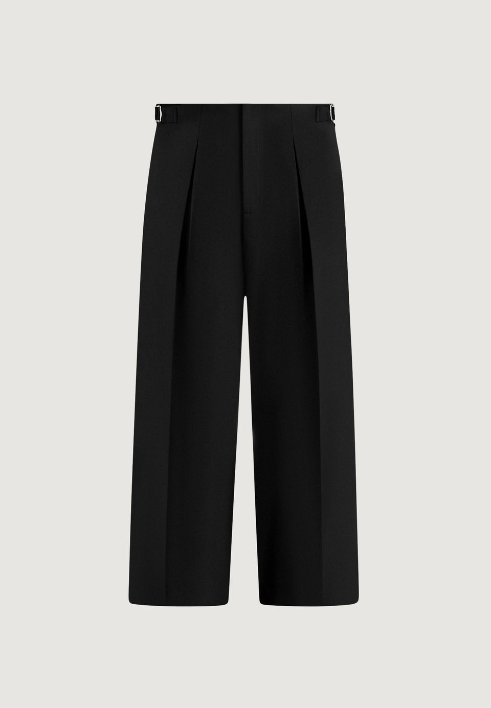 Lior - Box Pleat Wide Leg Wool-Blend Pants - Black