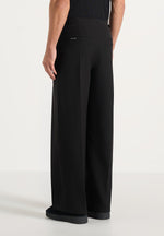 Lior - Box Pleat Wide Leg Wool-Blend Pants - Black