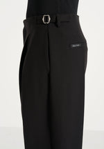 Lior - Box Pleat Wide Leg Wool-Blend Pants - Black