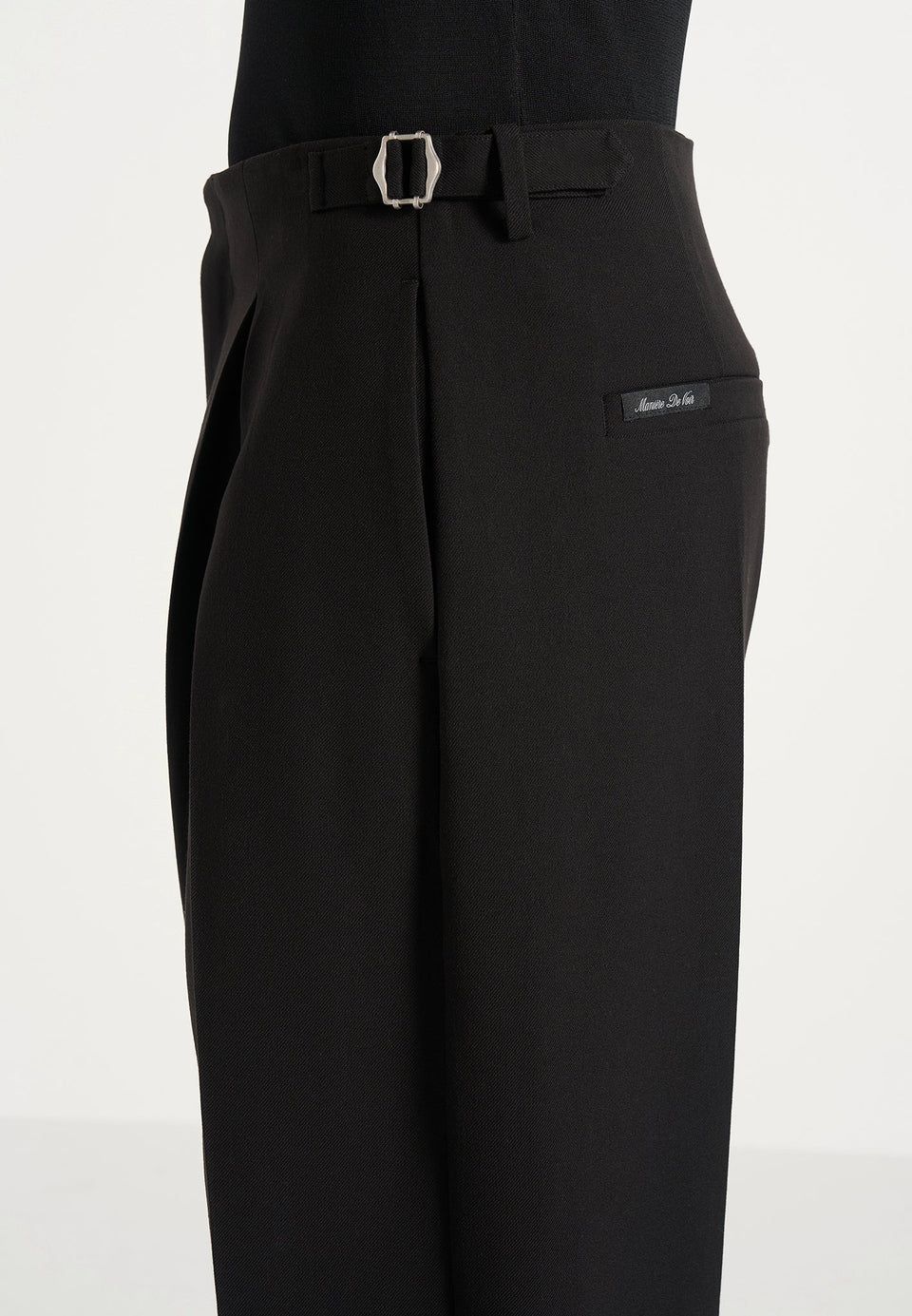 Lior - Box Pleat Wide Leg Wool-Blend Pants - Black