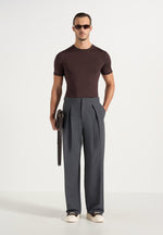 Lior - Box Pleat Wide Leg Wool-Blend Pants - Grey