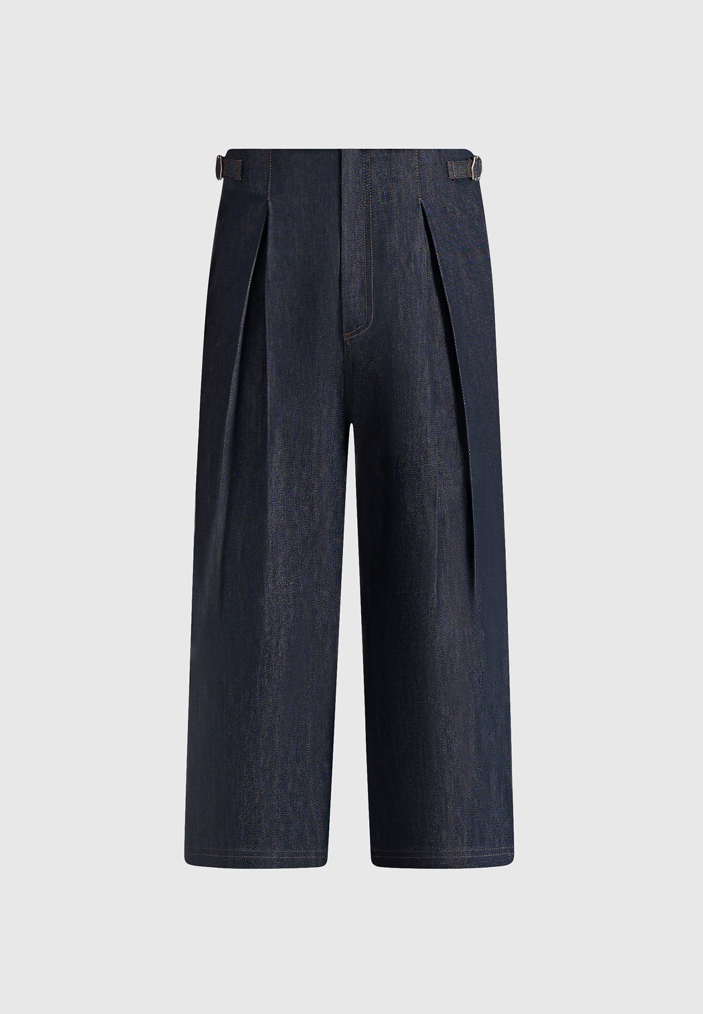 Lior - Box Pleat Wide Leg Denim Jeans - Indigo