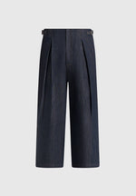 Lior - Box Pleat Wide Leg Denim Jeans - Indigo
