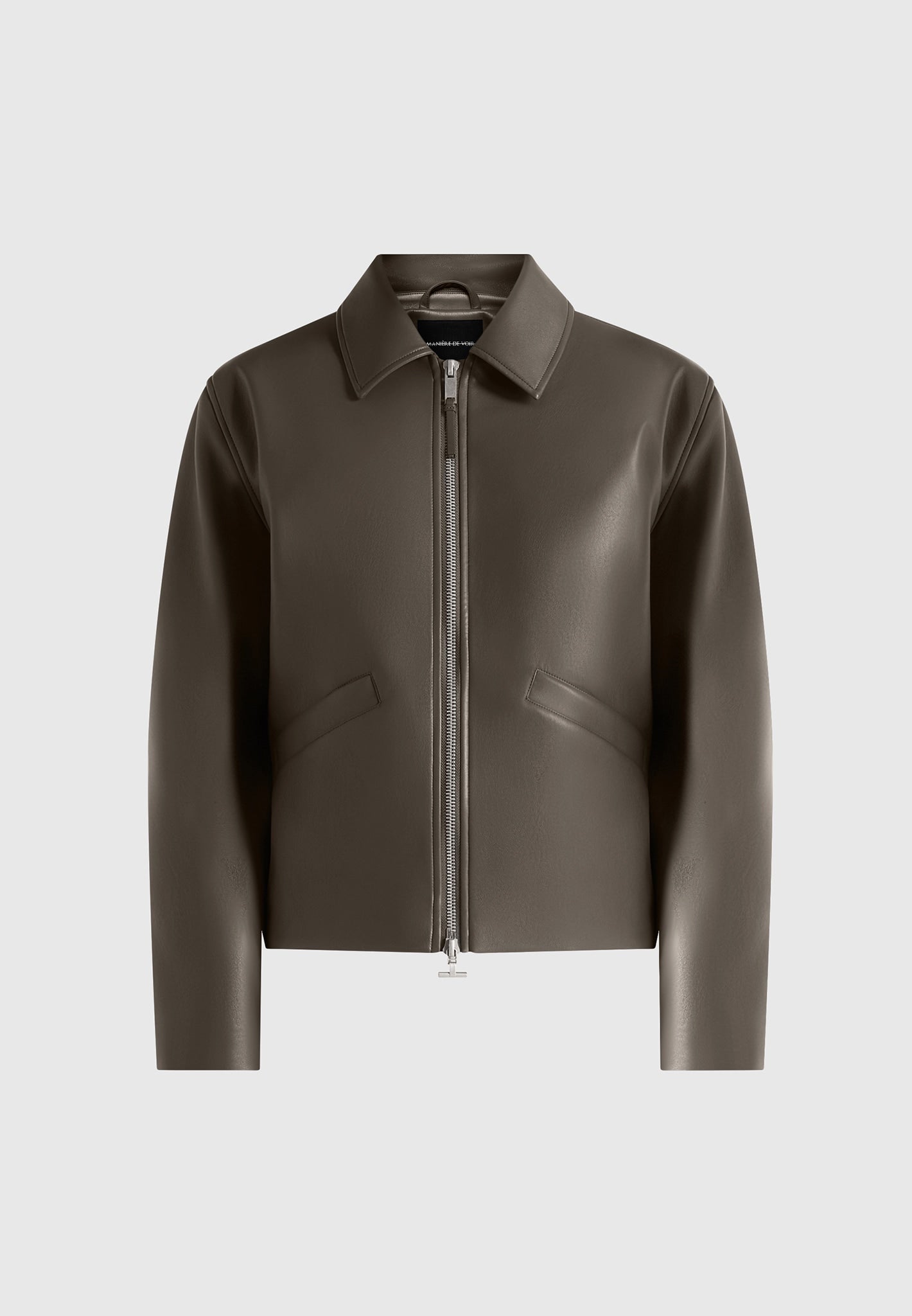 Yves - Minimal Leather Jacket - Olive