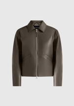 Yves - Minimal Leather Jacket - Olive