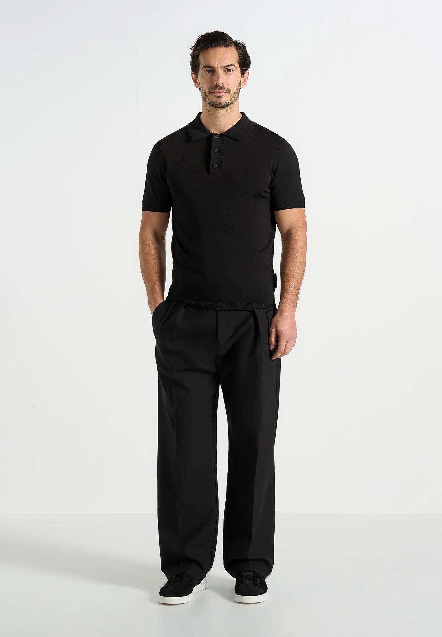 Pierre - Relaxed Fit Pleated Tailored Trousers - Black 