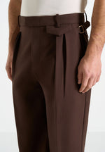 Pierre - Twin Pleat Tailored Pants - Brown