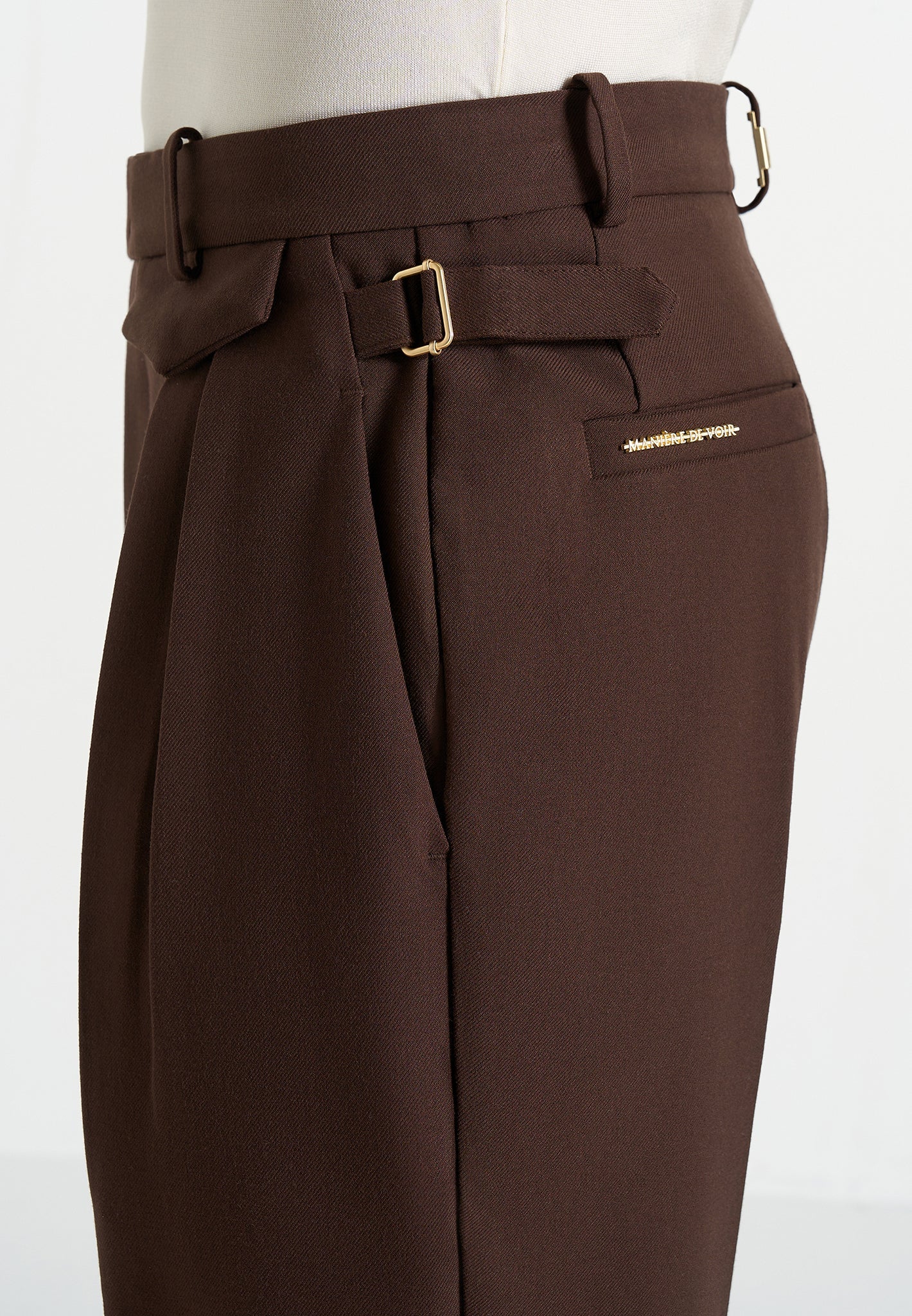 Pierre - Twin Pleat Tailored Pants - Brown