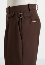 Pierre - Twin Pleat Tailored Pants - Brown