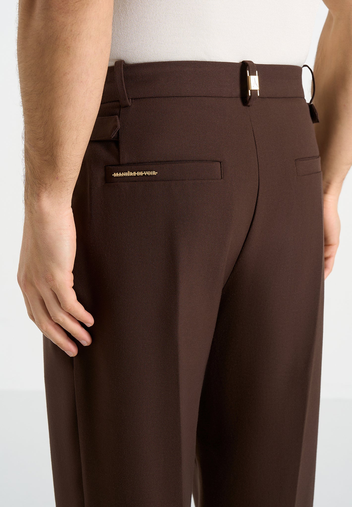 Pierre - Twin Pleat Tailored Pants - Brown