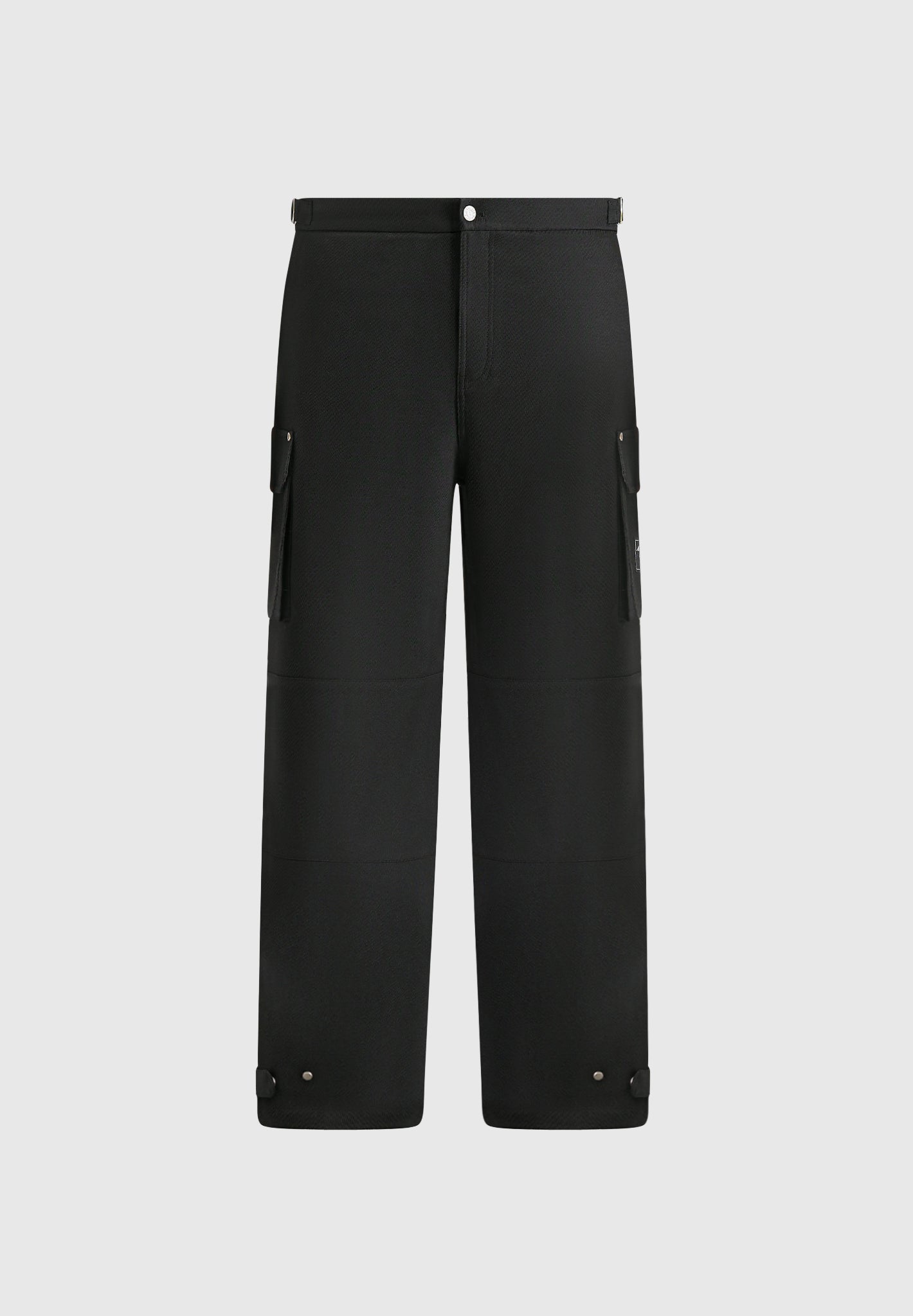 Mathis - Twill Signature Wide Leg Cargo Pants - Black