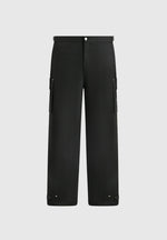 Mathis - Twill Signature Wide Leg Cargo Pants - Black