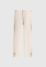 Mathis - Twill Signature Wide Leg Cargo Pants - Beige