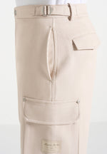 Mathis - Twill Signature Wide Leg Cargo Pants - Beige