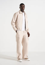 Mathis - Twill Signature Wide Leg Cargo Pants - Beige