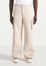 Mathis - Twill Signature Wide Leg Cargo Pants - Beige